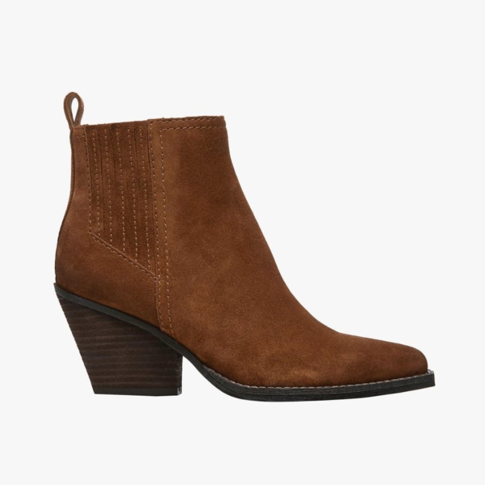 Zodiac Boots Robyn Cognac Suede Heeled Ankle Booties - Picture 9 of 10